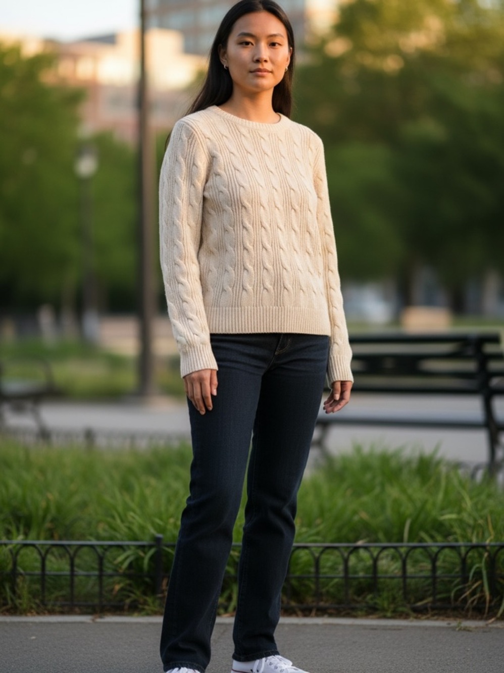 Ralph Lauren Classic Cable Knit Crewneck Sweater - Cream L/XL NWOT runs small